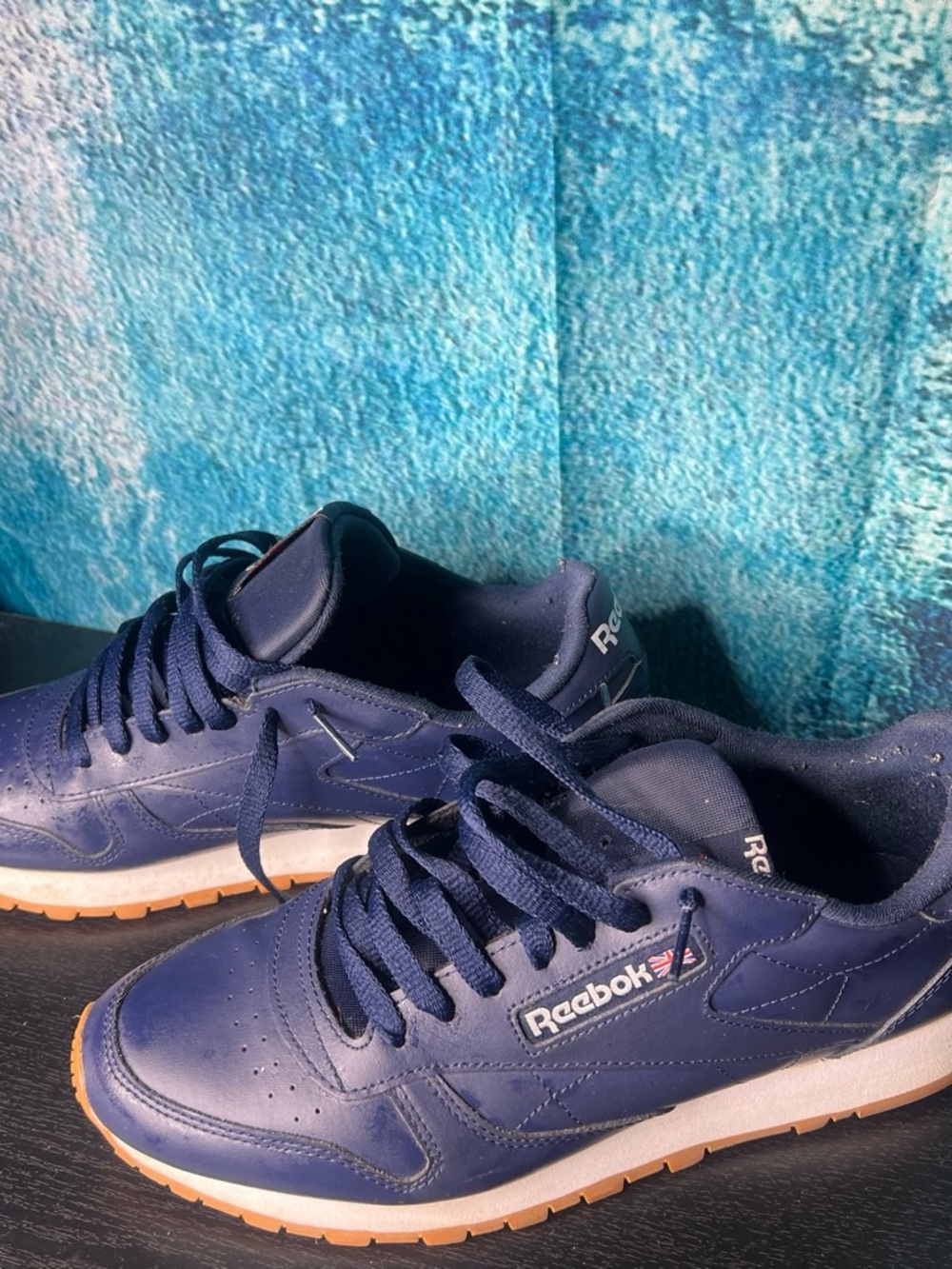 Reebok Navy Blue and Gum Low-Top Athletic Sneakers